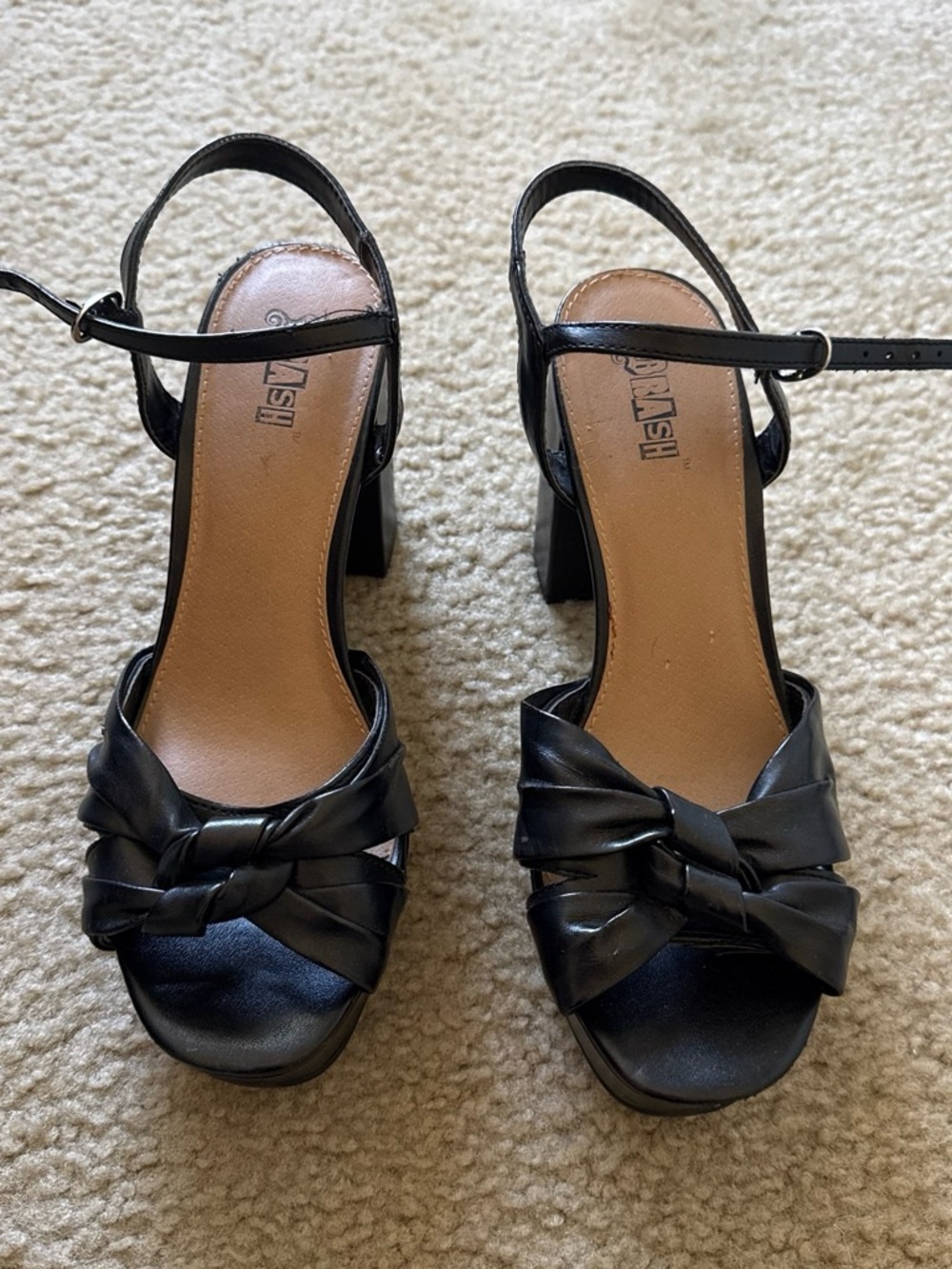 Black chunky platform heels